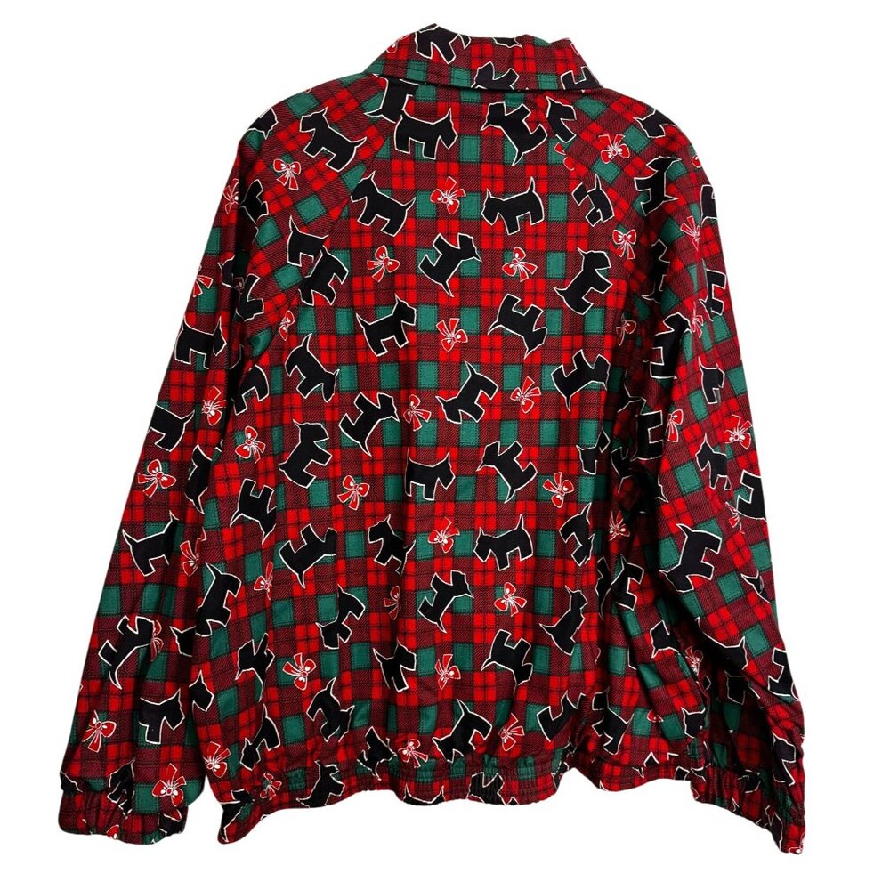 Activewear Unlimited Inc. Christmas Plaid Jacket Red Green Sz Large Bow Print - Picture 2 of 3